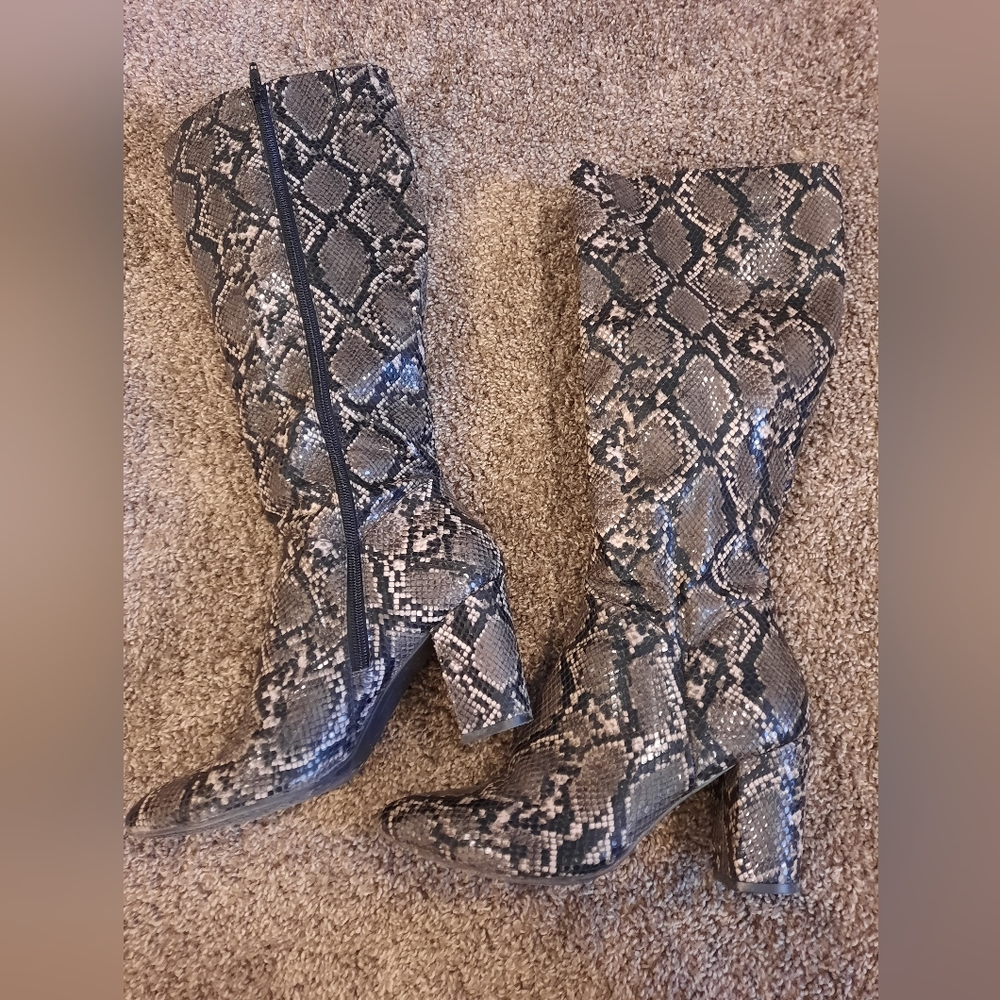 Snake print boots
